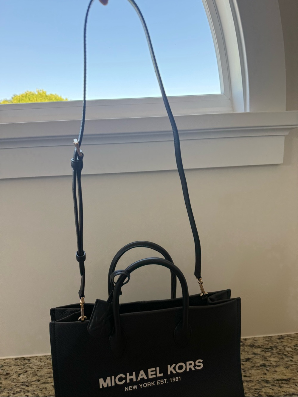 Michael Kors Black Leather Logo Tote - Picture 4 of 4